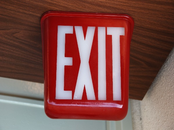 VINTAGE RED GLASS THEATER EXIT SIGN
