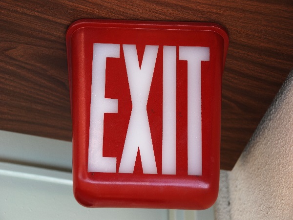 VINTAGE RED GLASS THEATER EXIT SIGN