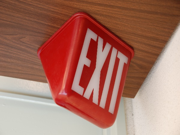VINTAGE RED GLASS THEATER EXIT SIGN