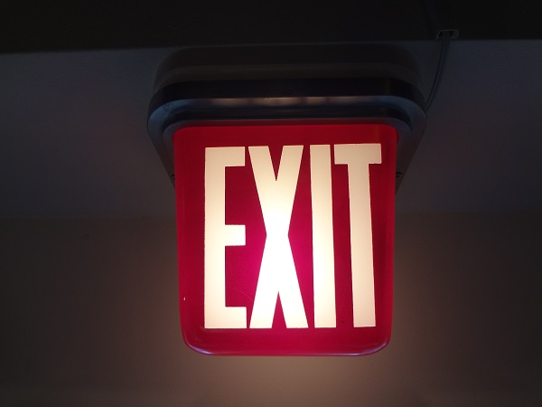 VINTAGE RED GLASS THEATER EXIT SIGN