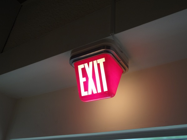 VINTAGE RED GLASS THEATER EXIT SIGN