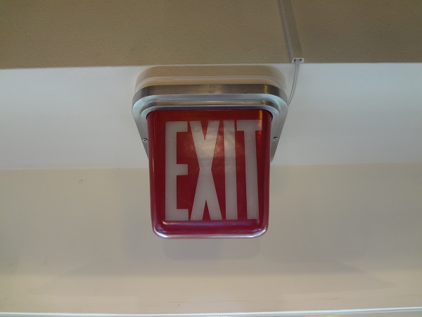 VINTAGE RED GLASS THEATER EXIT SIGN