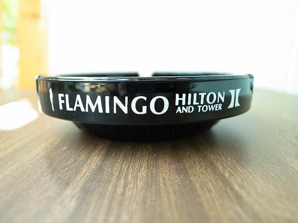 VINTAGE FLAMINGO HILTON AND TOWER ASHTRAY