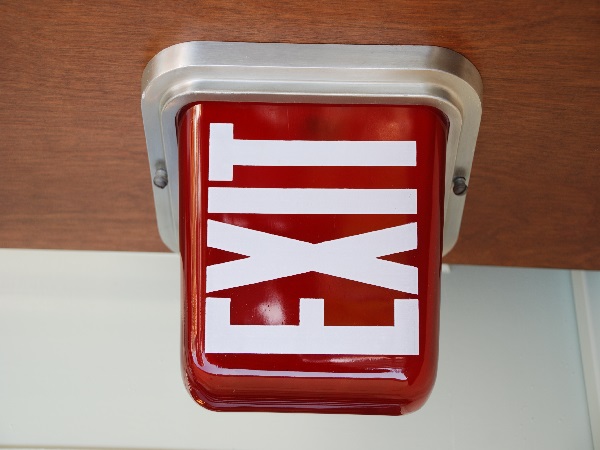 VINTAGE RED GLASS THEATER EXIT SIGN