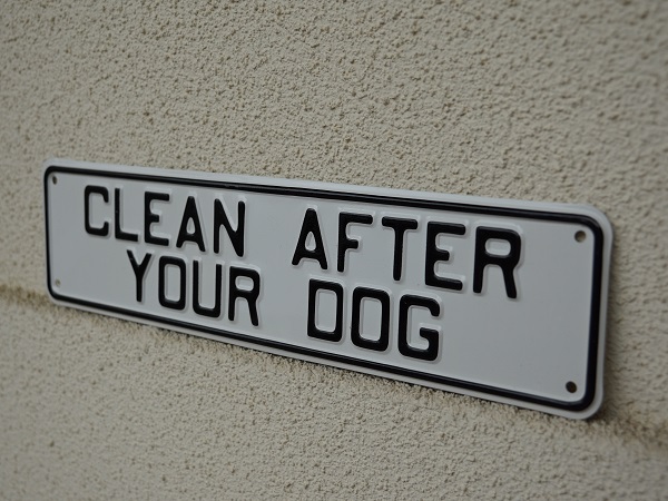 VINTAGE DEAD STOCK ALUMINUM DOG SIGN CLEAN AFTER YOUR DOG