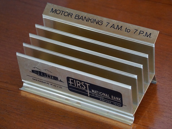 VINTAGE DESKTOP LETTER HOLDER 1st NATIONAL BANK